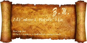 Zámbori Mahália névjegykártya